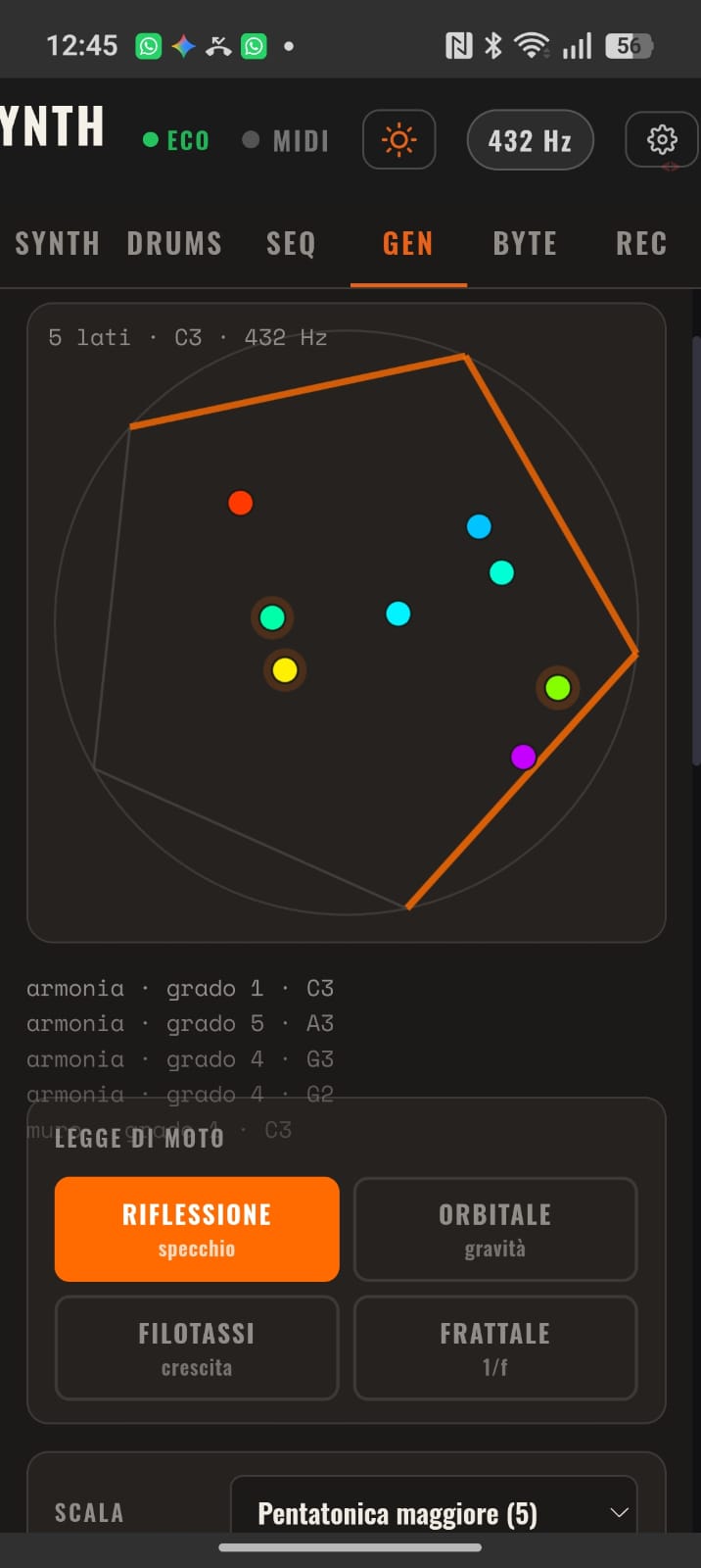 Sezione GEN di NOVA Synth Studio
